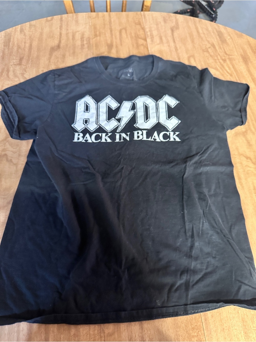 AC/DC Black Graphic Logo Tee with White Print